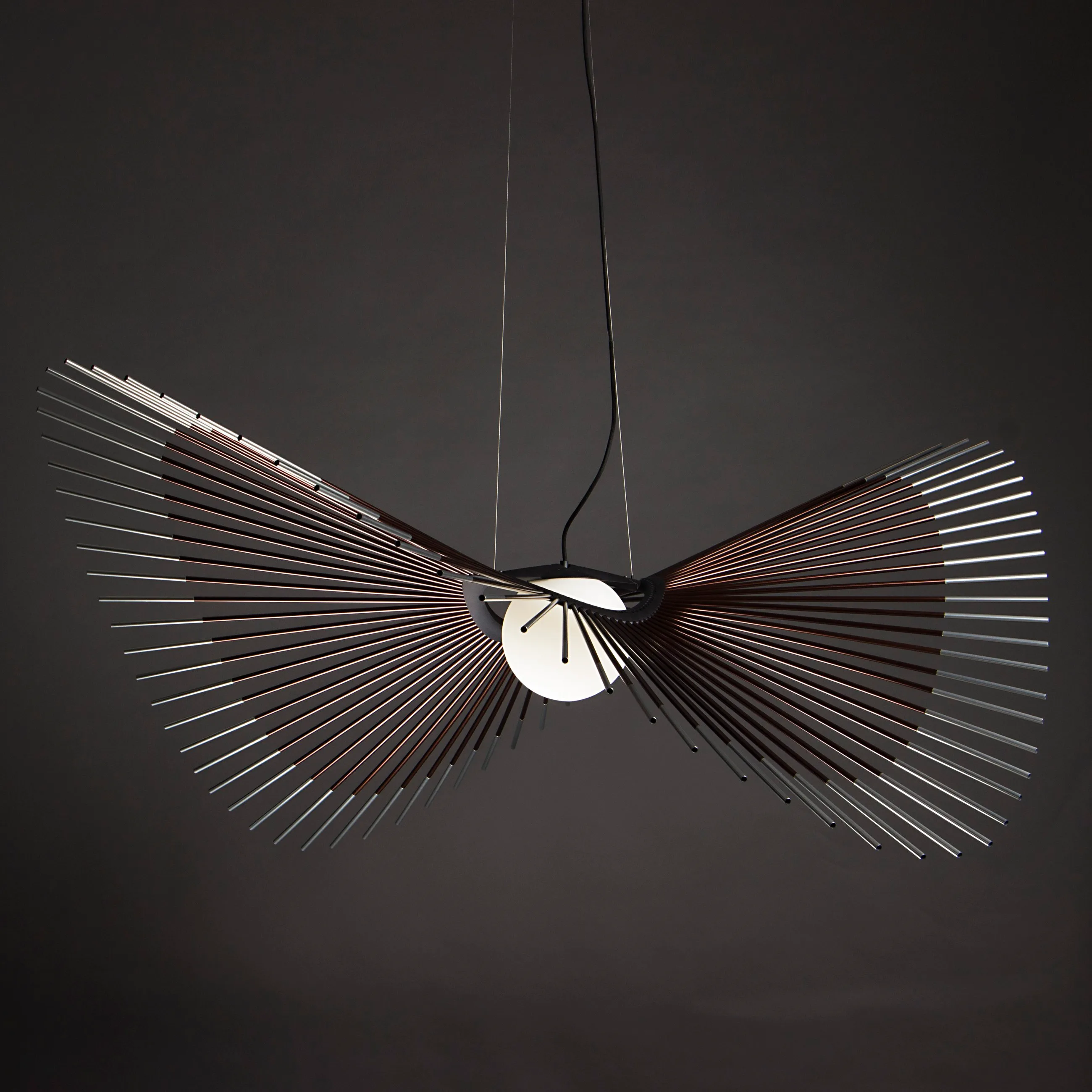 Model 8 163 maroon-grey with opal globe, from below